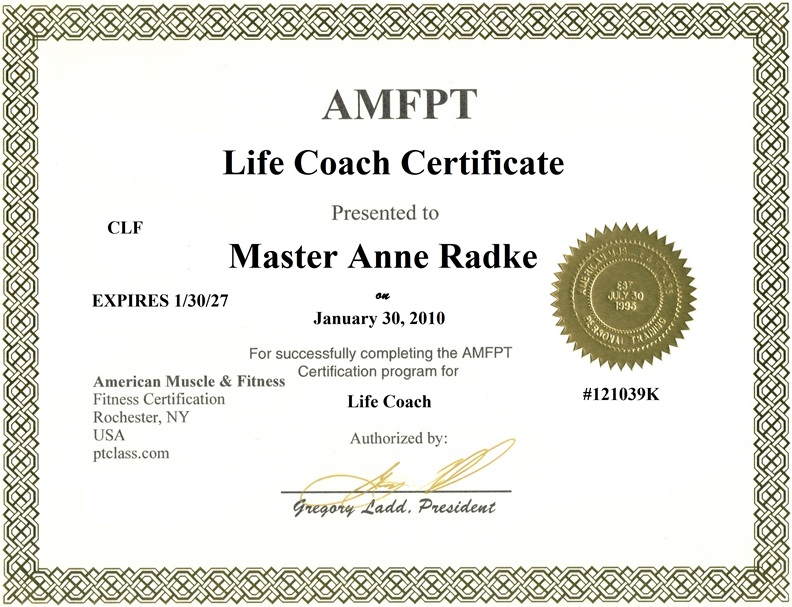 AMFPT Life Coach Certificate