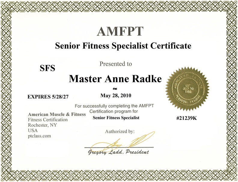 AMFPT Senior Fitness Certificate