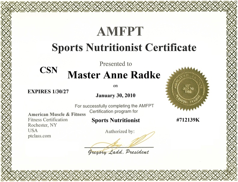 AMFPT Sports Nutritionist Certificate