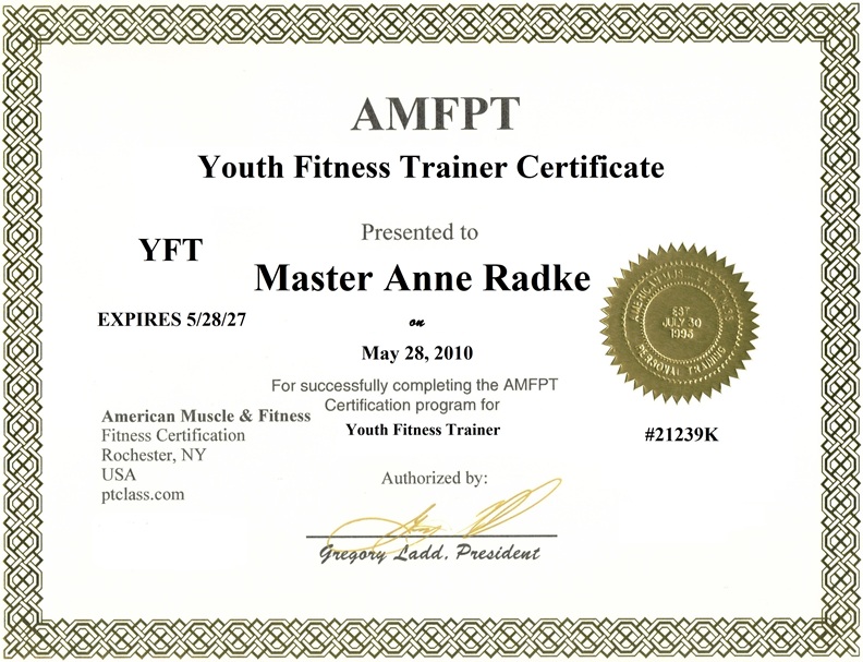 AMFPT Youth Fitness Certificate